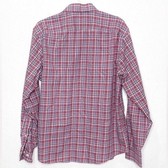 UNTUCKit Men's Azienda Slim Fit Button Front Shirt Navy/Pink Plaid Cotton Large - Picture 2 of 8